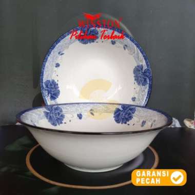 WINSTON 1pcs FLOWER BLUE Bowl Keramik 9inch | Mangkok Makan Dalam 23cm 4 FLOWER BLUE