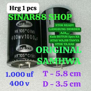 ELCO 1000uf 400v 1000 uf 400volt 1.000uf ELKO EKO ECO KAPASITOR CAPASITOR KAKI PAKU