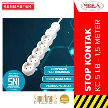 KENMASTER Stop Kontak KC-05 KM 5 Lubang Kabel 1,5 meter+Saklar STKA131