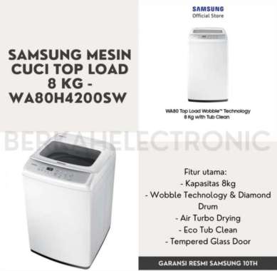 Mesin Cuci SAMSUNG Top Loading 8KG WA80H4200SW -