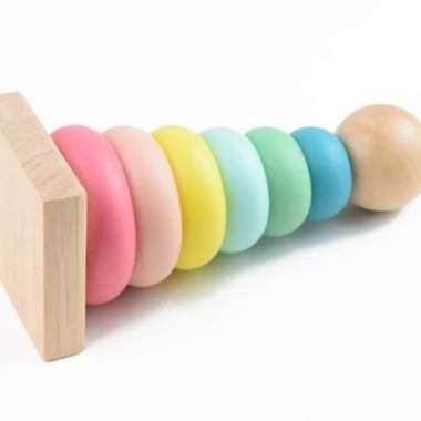 Mainan Menara Ring DONAT KAYU Wooden STACKING TOWER Mainan Edukasi