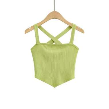 RB-P330 Tank Top Crop Segitiga Model Tali Belakang Silang Atasan Wanita / Tanktop Basic Knit Singlet