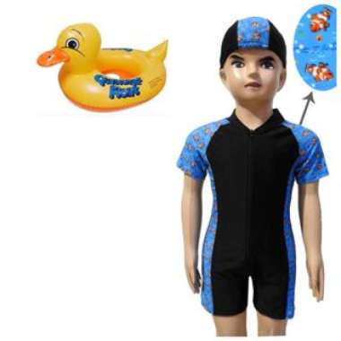 Baju renang bayi usia 0 -3 tahun ,Baju renang bayi unisex corak ikan ,Baju berenang free topi XL hit