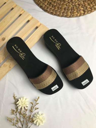 Sandal Slop Wanita Sandal Wedges Wanita Motif Webing Flat Tinggi 5 cm 40 Coksu