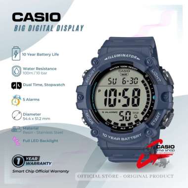 Jam Tangan Pria CASIO Digital Sporty Big Case AE-1500 Resin Strap 51 mm Original Blue
