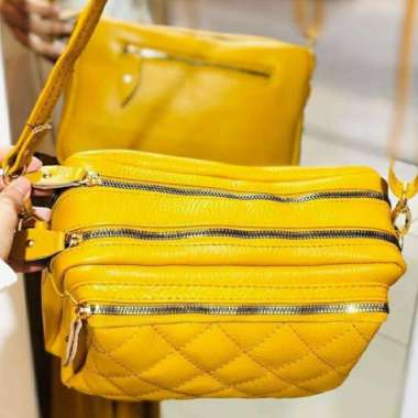 Bossindo tas kulit wanita asli kulit garut - tas garut kulit wanita kulit asli M Kuning