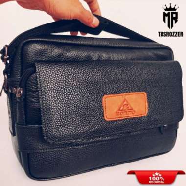 Bossindo Tas kitab kulit asli garut muat 3 kitab besar - ring cklat Hitam