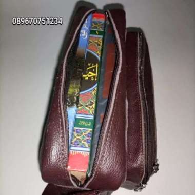 Bossindo Tas kitab kulit asli garut muat 3 kitab besar - ring cklat ring cklat