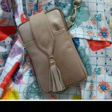 Bossindo tas mini kulit asli - tas selempang kulit tas tempat hp bahan kulit - moka
