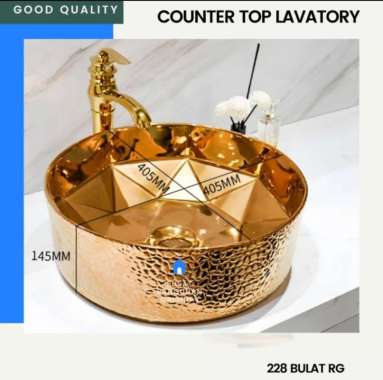 WASTAFEL SET KERAMIK CUCI TANGAN ROSE GOLD EMAS ANTIK MODERN MINIMALIS BODY SAJA