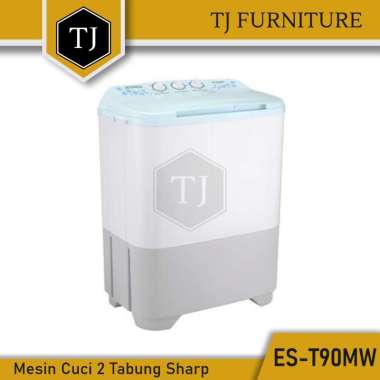 Sharp Mesin Cuci 2 Tabung / Twin Tube Pengering Baju Kapasitas 8 kg ES-T90MW ES T90MW EST 90MW Biru