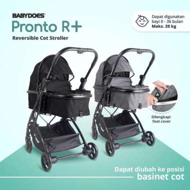 BABYDOES STROLLER CH 2252 PRONTO R + REVERSIBLE COT STROLLER Gray