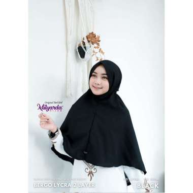 Hijab Bergo Instan Tali Lycra Star BLACK 2 Layer Milyarda Hijab hitam