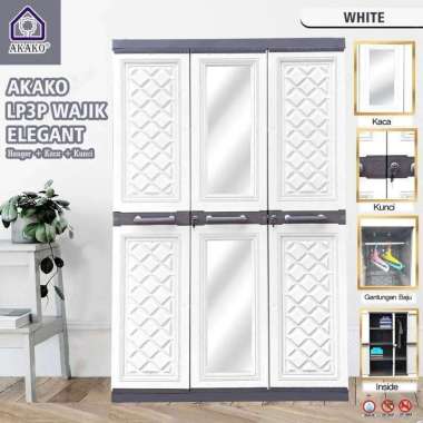 Lemari Pakaian Plastik 3 Pintu Akako Elegant + Kaca