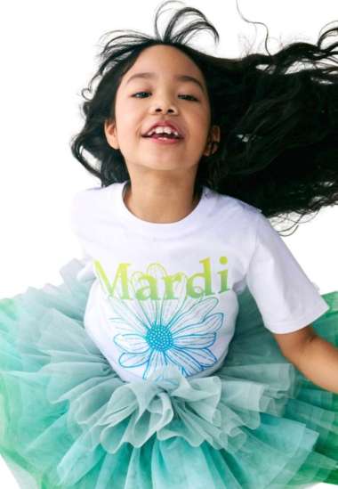 MARDI MERCREDI Kids Tshirt Flower Mardi Gradation White Lime S
