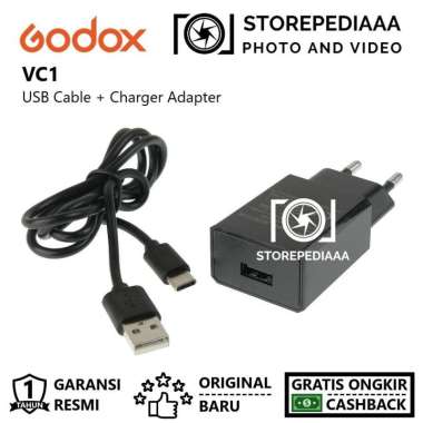 Godox VC1 USB Cable + Charger Adapter for VC26 VB26 WB100 V1 V860III V850III AD100Pro