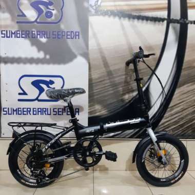 Sepeda Lipat Odessy Ritz 16" 52 7 Speed New Free Holder Dan Bell - Black Silver, 16 16 Inch black ye