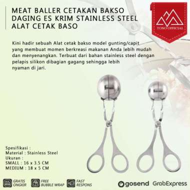 SENDOK BAKSO ES KRIM ALAT CETAKAN BAKSO MEATBALL SCOOP ICE CREAM SMALL-16X3.5CM