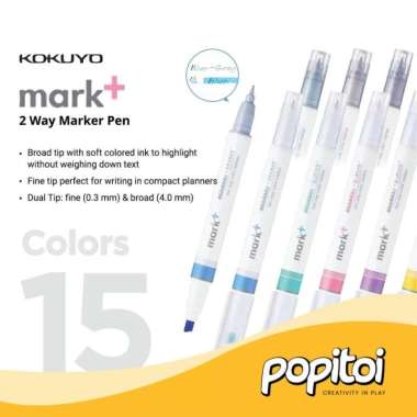 Kokuyo Mark+ TWO WAY Highlighter Marker Pen GREY - BLUE