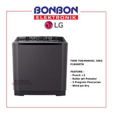 LG Mesin Cuci 2 Tabung 18KG P1800RTM / P1800 18 KG