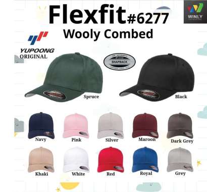 Topi Flexfit Wooly Combed 6277 Built Up Yupoong ORIGINAL