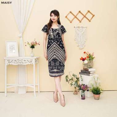 Evercloth Maisy Dress Wanita Batik Terusan Batik Sarimbit Batik Couple MAISY - PENDEK L