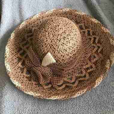 Topi pantai wanita anyam goni import summerhat