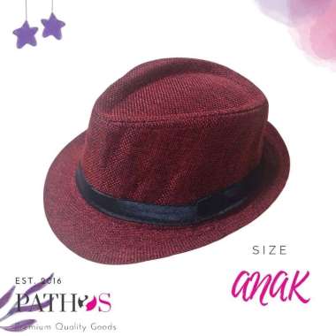 Pathos - Topi Fedora Anak Import Couple Cotton Import Balita Maroon
