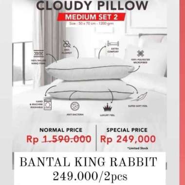 Bantal King Rabbit Bantal Hotel Cloudy Pillow isi 2