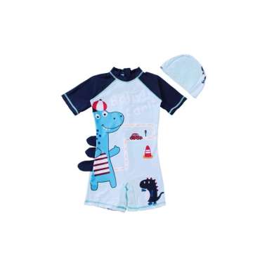 OEM SK-P587 Baju Renang Anak Perempuan Karakter Mermaid Set Topi / Swimsuit Kids Dino Unisex / Pakai