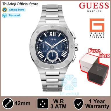 GUESS Watches GW0572G1 Original HEADLINE - Jam Tangan Pria Analog - Silver Stainless Steel