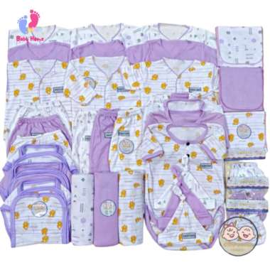 51 Pcs Paket Hemat Lengkap Baju Bayi Baru Lahir Serian Lilac Chiyoko Baby Gift Set Newborn KOMPLIT L