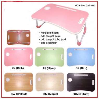 Meja Belajar Lipat/ Meja Laptop Portable dengan Handle Polos/ Fancy Karakter Hitam
