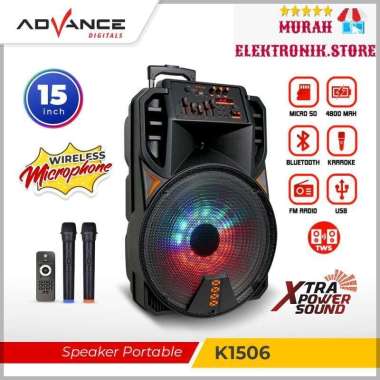 Advance k1506 Speaker Meeting Bluetooth Salon Aktif 15" Gratis Mic Karoke Batrei Besar RGB Light