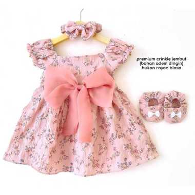 ELOISE PITA KACA CRINKLE DRESS 0-12 bulan sage green
