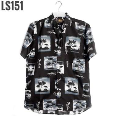 Kemeja Pria Motif Pantai Baju Distro Surfing Motif Print Daun Kotak Bunga Pantai Bisa Pilih Motif FA