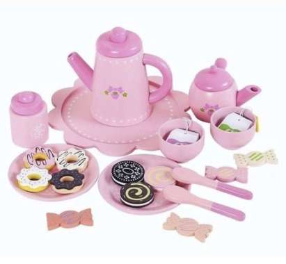 pink tea set afternoon tea/ mainan kayu anak alat makan wooden toy Multicolor