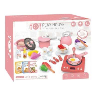 mainan anak perempuan edukasi mini kitchen set masak masakan ada suara Multicolor