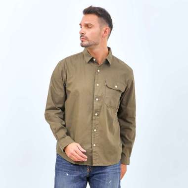 Used Jeans - Kemeja Lengan Panjang warna Dark Olive - Calvin L