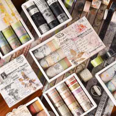 20 roll/ pack set washi tape masking tape retro aesthetic isolasi 88 Multicolor