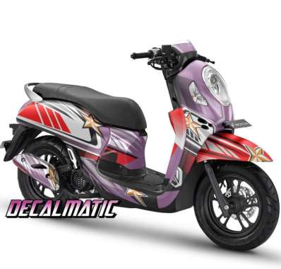 Decal Full Body + Stiker Dashboard Scoopy Semua Type - Grafis Racing 7 2020-2023 Ungu