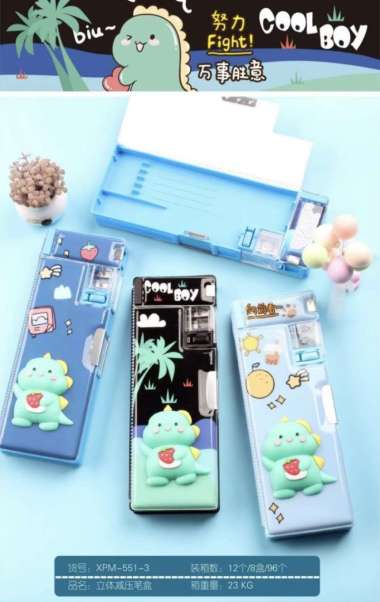 pencil case magnet squishy motif dinosaurus satuan Multicolor