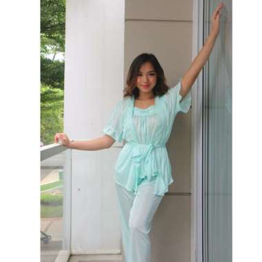 Kimono Tidur Hst Set Celana Panjang (Emerald Green)