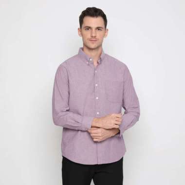 Platini Kemeja Pria Polos Lengan Panjang Katun Oxford Ungu 11069 XXL