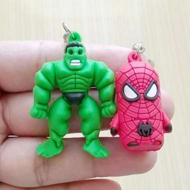 Paket 2 Gantungan Kunci / Keyring / Keychain Hero Hulk & Spiderman