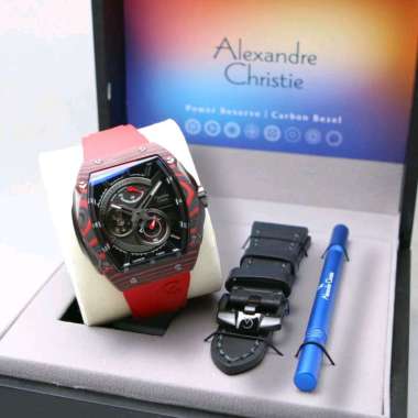 Jam Tangan Pria Alexander Christie Original/Jam Tangan Alexandre Christie Pria/Jam Alexandre Christie Pria Original/Jam Alexander Christie Pria/AC6608 Red Automatic Special Edition