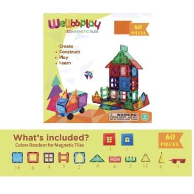 magnetic tiles magnetic building toys educational block 60 mainan anak