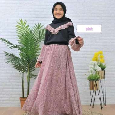 Gamis anak perempuan 8-10 tahun overall inner square dress lebaran new Semua Ukuran Multicolor