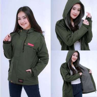 JAKET PARASUT WANITA ANTI AIR TEBAL JACKET BOMBER CEWEK KOREA KEREN OUTDOOR ORIGINAL XXL Army Jaket 