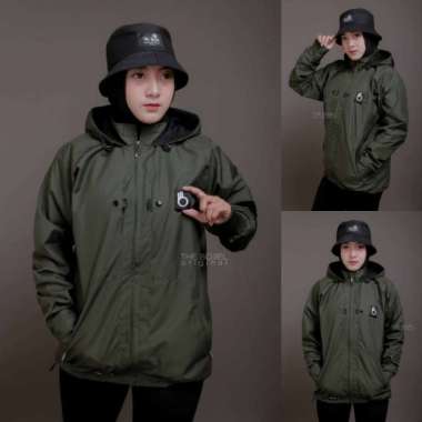 JAKET PARASUT WANITA ANTI AIR TEBAL JACKET BOMBER CEWEK KOREA KEREN OUTDOOR ORIGINAL XL Army J-Adven
